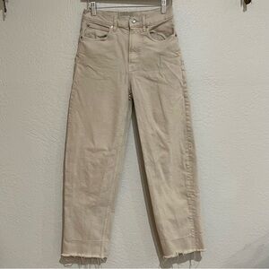 EVERLANE The Way High Jean Tan Straight Leg Parchment High-Waisted Raw Hem